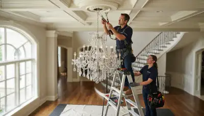 Chandelier installation service for Denver, CO homes by a professional electrician