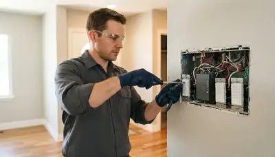 Denver electrician installing programmable dimmers and a lighting controller with circuits safely isolated
