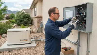 Denver, CO electrician wiring a generator transfer switch for safe home backup power installation