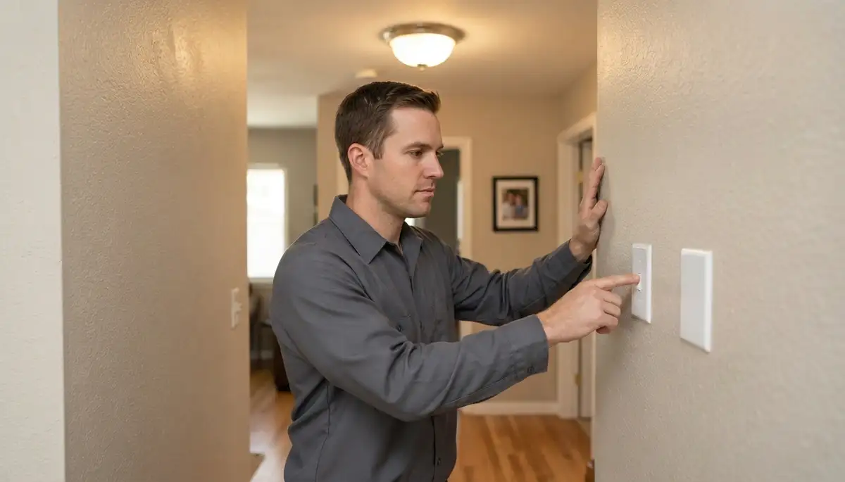 Denver electrician tests a repaired light switch and confirms reliable light fixture operation in a home