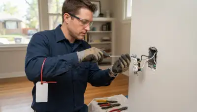 Denver, CO electrician replacing a failed outlet with secure screw terminals under lockout safety