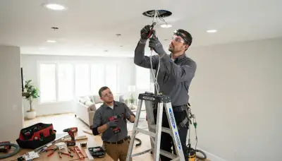 Recessed lighting installation by a Denver, CO electrician in a residential home