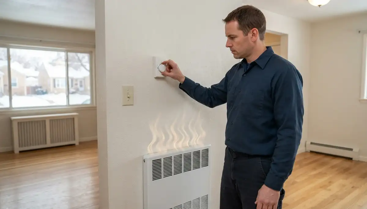 Denver, CO electrician adjusts an electric heater thermostat during output and cycling verification